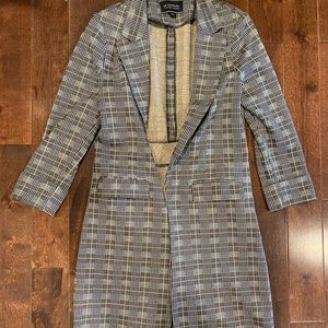 Le château mid thigh length plaid blazer